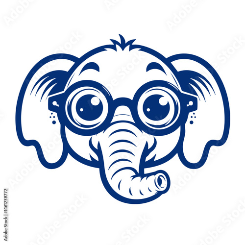 Adorable Cartoon Elephant Wearing Glasses: A Cute and Whimsical Animal Character