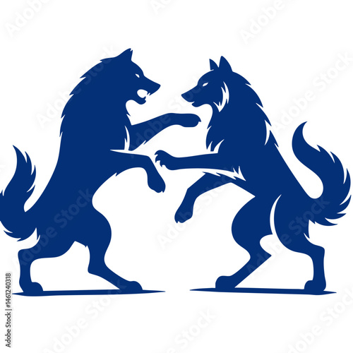 Majestic Wolves in a Dramatic Confrontation: A Powerful Wildlife Silhouette