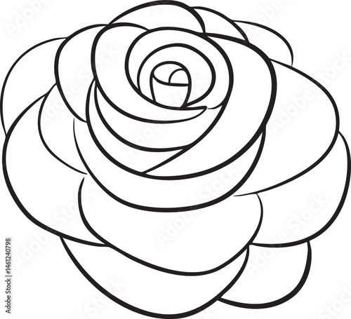 A single stylized rose unfolds in a delicate spiral.
