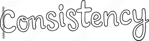 A black silhouette of the word 'Consistency' is presented against a stark white background.