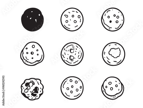 Cookie Dough Food Line Art Illustration for Creative Projects