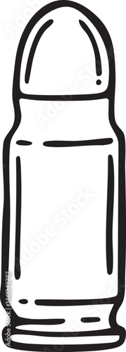 A solitary bullet casing rests vertically against