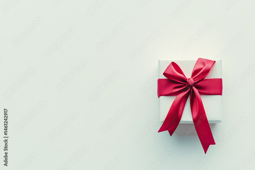 White gift box with red ribbon. A simple, elegant present White gift box with red ribbon. A simple, elegant present