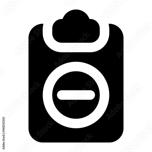 Simple warning or prohibition sign depicted on a clipboard, suitable for safety and regulatory content.