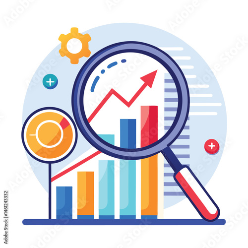 magnifying-glass-highlights-business-growth-chart vector image on white background