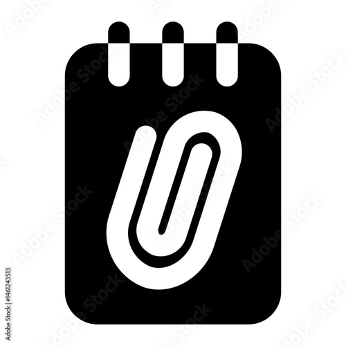 Simple icon depicting a paperclip clipped to a notepad, useful for organizing, office, or stationery themes.