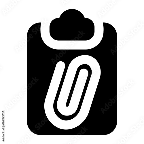 Minimalist icon representing document attachment or clipboard functionality for apps and website interfaces.