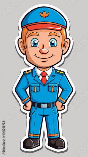 Friendly airport worker in uniform.