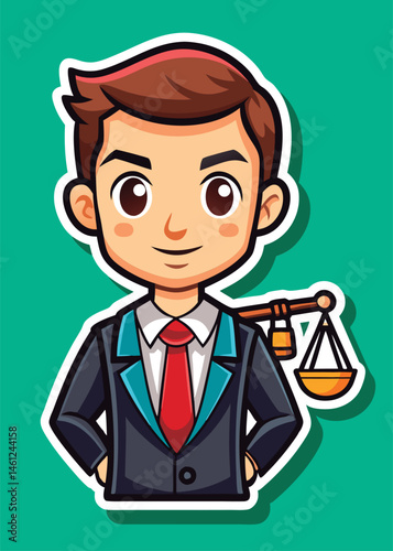 Young lawyer with scales of justice.