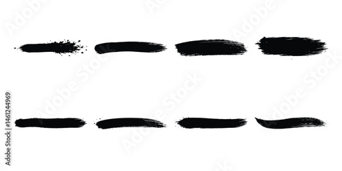 Black textured brush stroke set for digital illustration