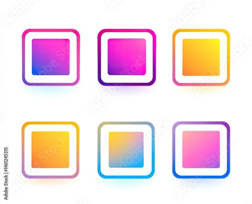 Set of colorful, gradient-filled squares.  Each square features a vibrant, smooth color transition, arranged in a grid pattern