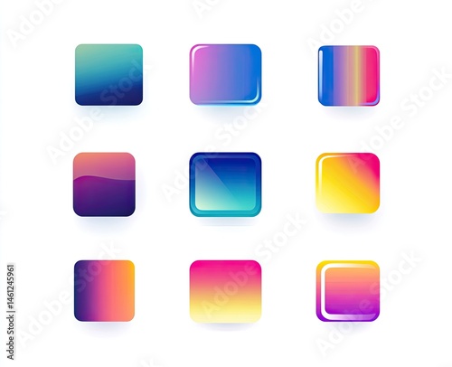 Colorful square app icons with gradient backgrounds