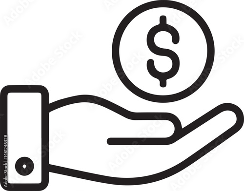 Hand Offering Dollar Coin: A graphic depiction of a hand tenderly presenting a dollar coin. This speaks of financial offerings and economic transactions.