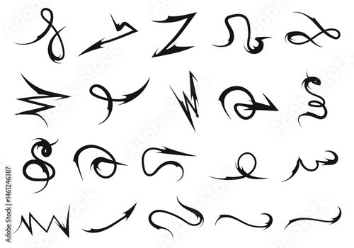 Gothic Line Arrow and Ornament Element
