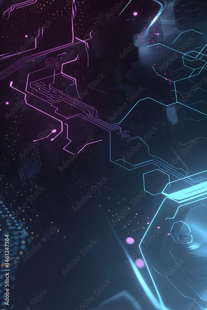 Obraz premium Abstract technology background with hexagons and glowing lines