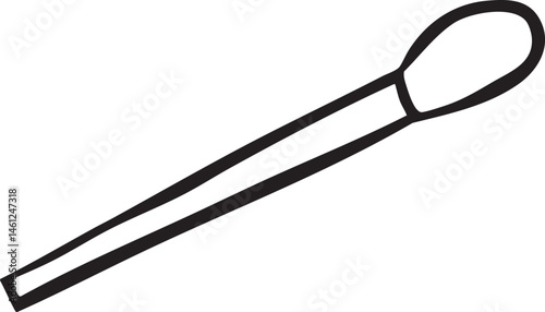 A simple black-lined tongs rests vertically on a white background.