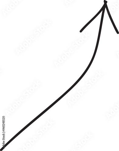 A bold black arrow points sharply upwards into a white space.