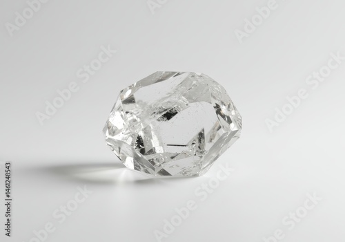 Close-up of a rough uncut diamond on a white background