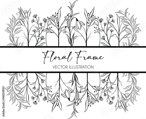 Aesthetic and minimalist floral split frame border