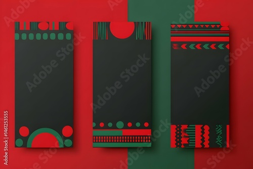 Obraz na płótnie Vibrant Juneteenth banner with sleek, minimalistic design and bold red, black, and green hues. w salonie