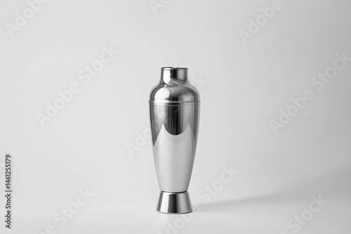 Sleek stainless steel cocktail shaker with a polished finish, ideal for home bartenders and mixologists, set against a white background.