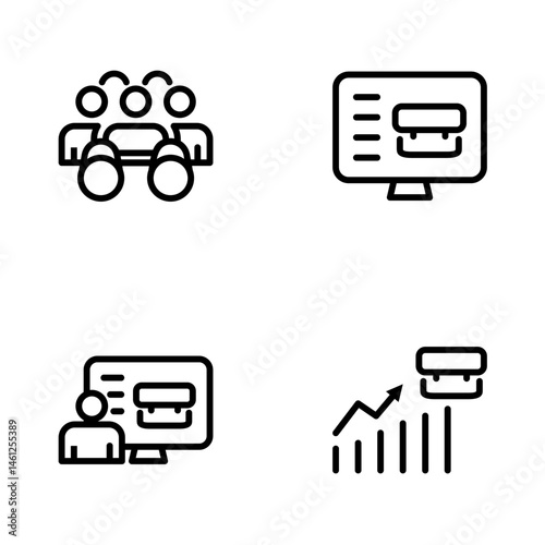 Hiring Process Line Icons. Recruitment, Job Application, Interview, Candidate Selection Vector Set