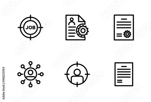 Hiring Process Line Icons. Recruitment, Job Application, Interview, Candidate Selection Vector Set