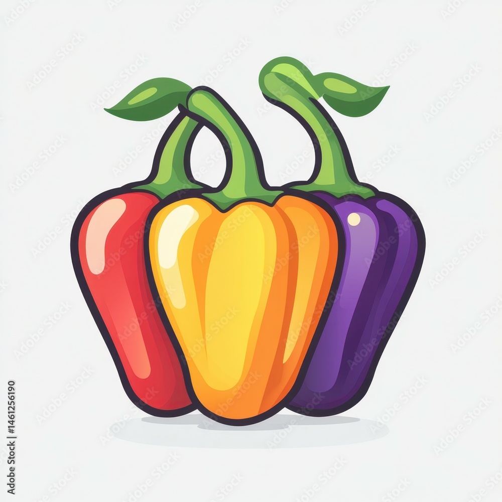 Colorful bell peppers arranged creatively on a clean background showcasing bright and vibrant hues Colorful bell peppers arranged creatively on a clean background showcasing bright and vibrant hues