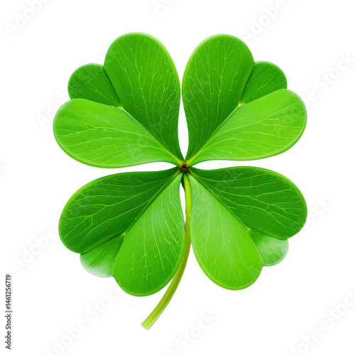 green four-leaf clover isolated on white background