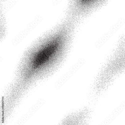 A dark textured pointillist fills the right side of a white background.