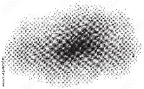 A textured dark gray sphere emerges from a white background.