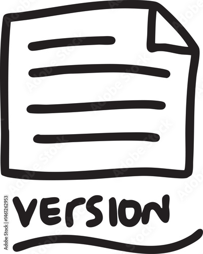A sketched document displays the word 'Version' on its corner.