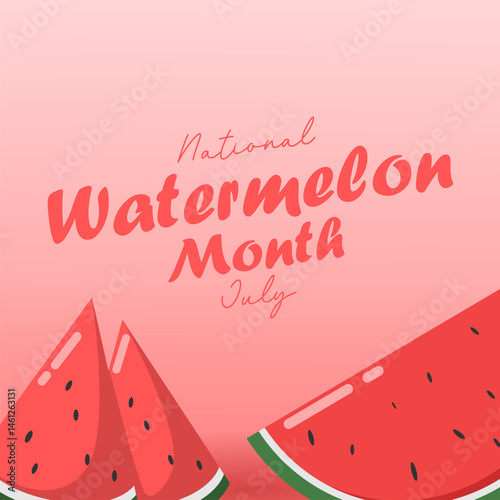 vector graphic of National Watermelon Month, ideal for National Watermelon Month celebration.