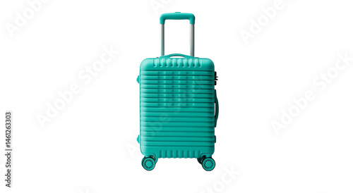 Png of A stylish turquoise hard-shell suitcase with wheels, perfect for travel adventures and weekend getaways.