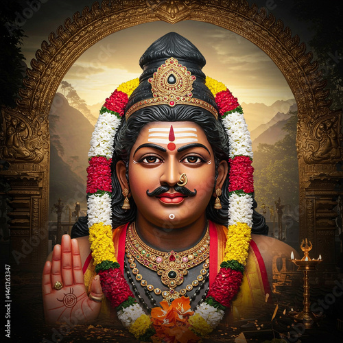 Obraz na płótnie Lord Ayyappa, Hindu Deity, Sabarimala w salonie