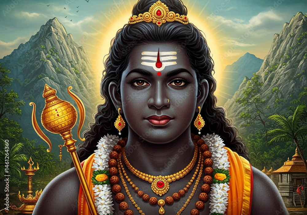 Majestic Lord Ayyappan, Hindu Deity