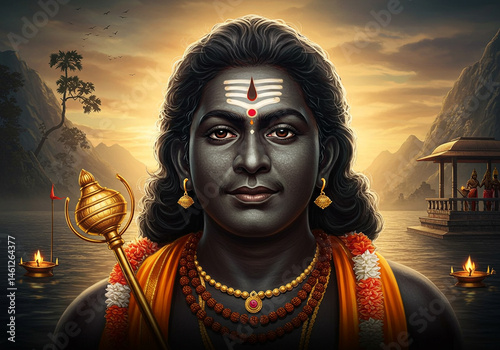 Lord Ayyappan, Hindu Deity Portrait