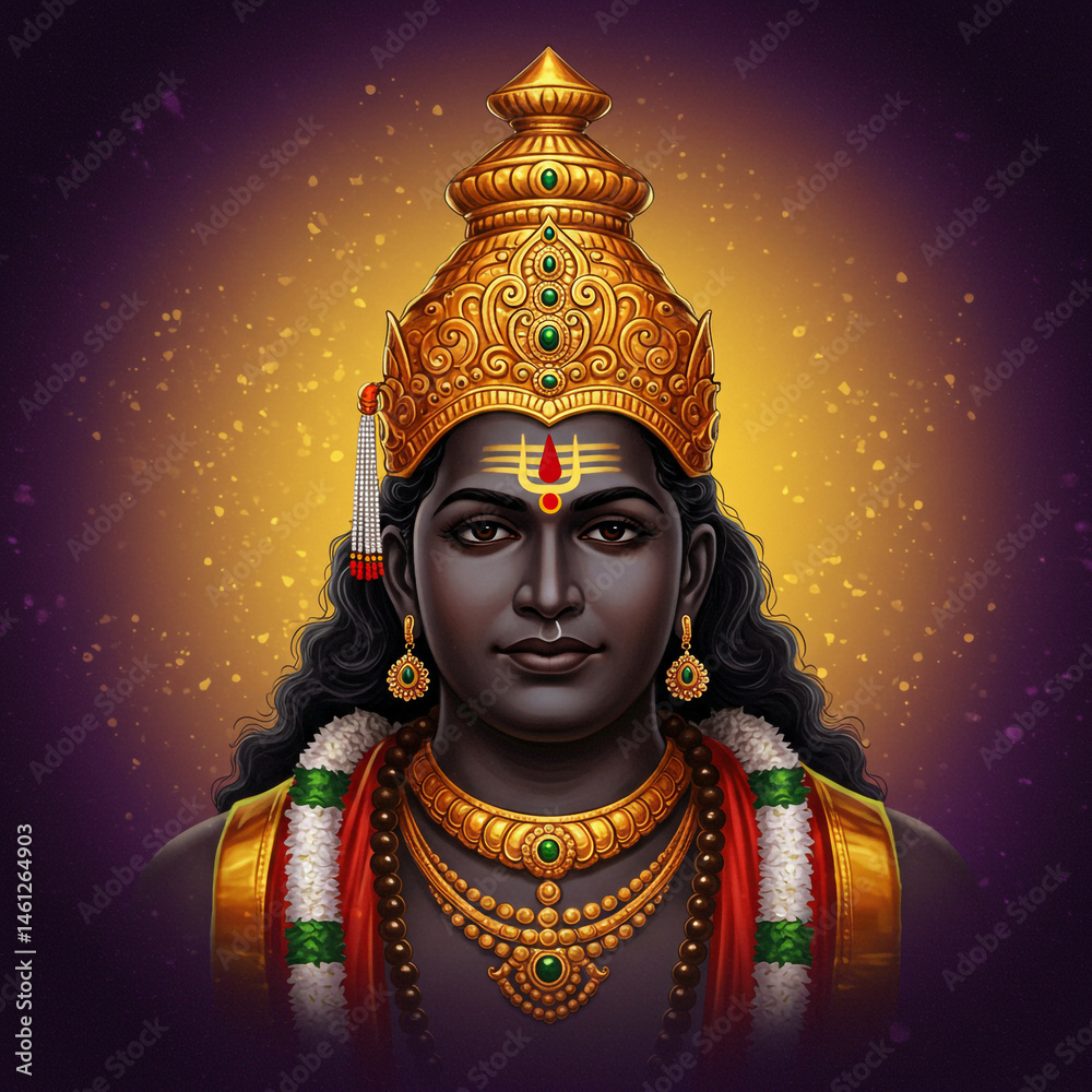 Majestic Portrait of Lord Ayyappan