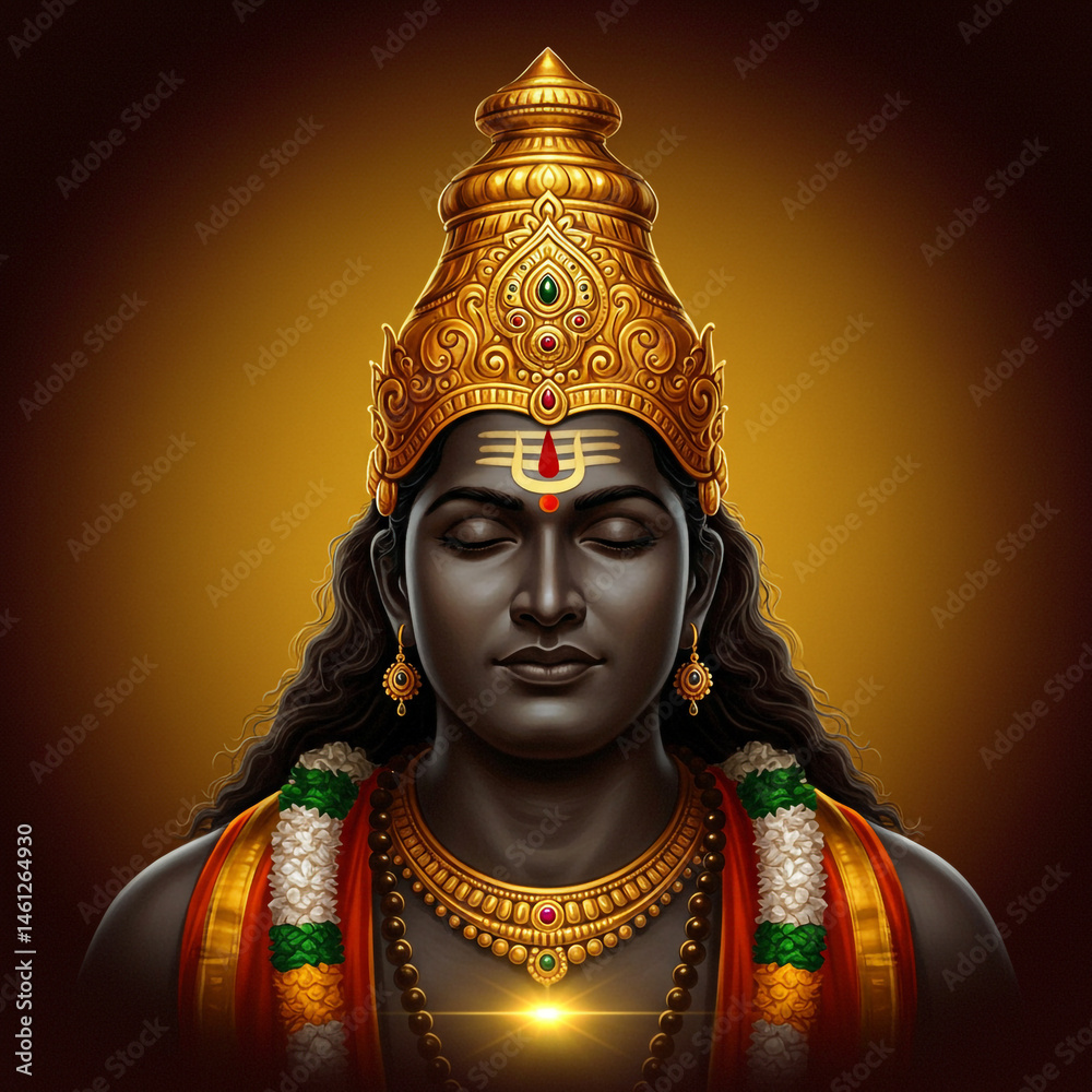 Serene Lord Ayyappa Digital Artwork