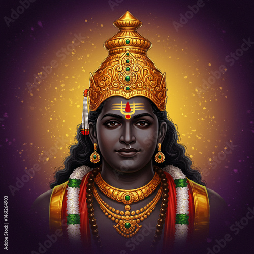 Majestic Portrait of Lord Ayyappan