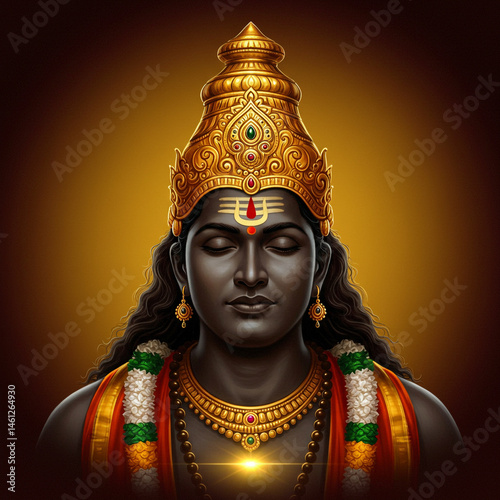 Obraz na płótnie Serene Lord Ayyappa Digital Artwork w salonie