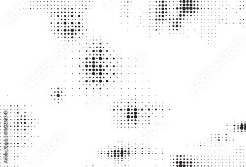 A dense arrangement of small scattered white dots on a dark background creates an abstract