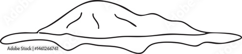 A simple stylized outline of a wave rests on a smooth surface.