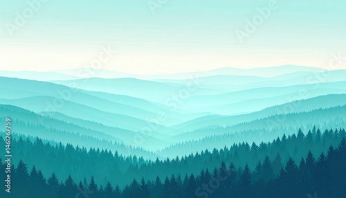 Exploring tranquil forest landscapes mountain ranges digital artwork serene nature aerial view environmental beauty