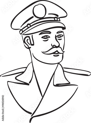 A distinguished man in a military uniform wears a peaked cap.