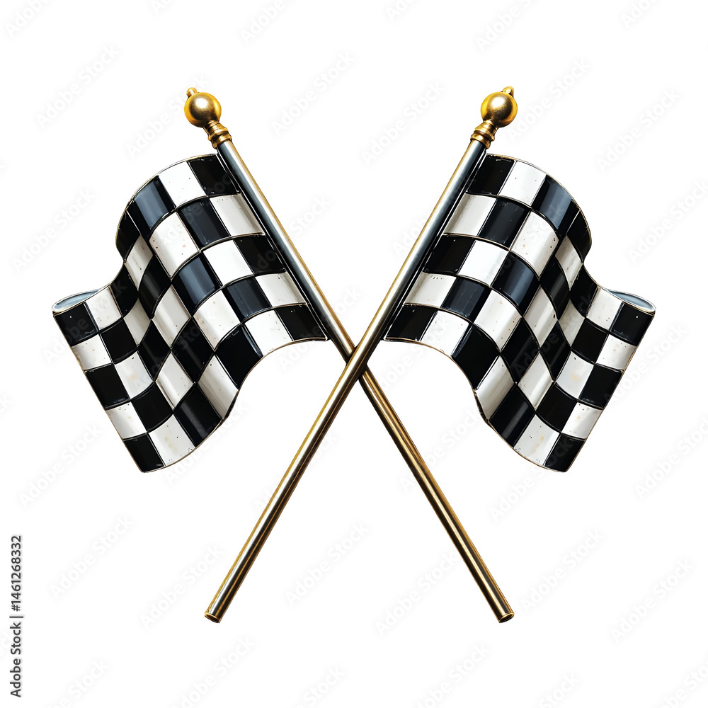 Fototapeta premium checkered racing flag isolated on transparent background