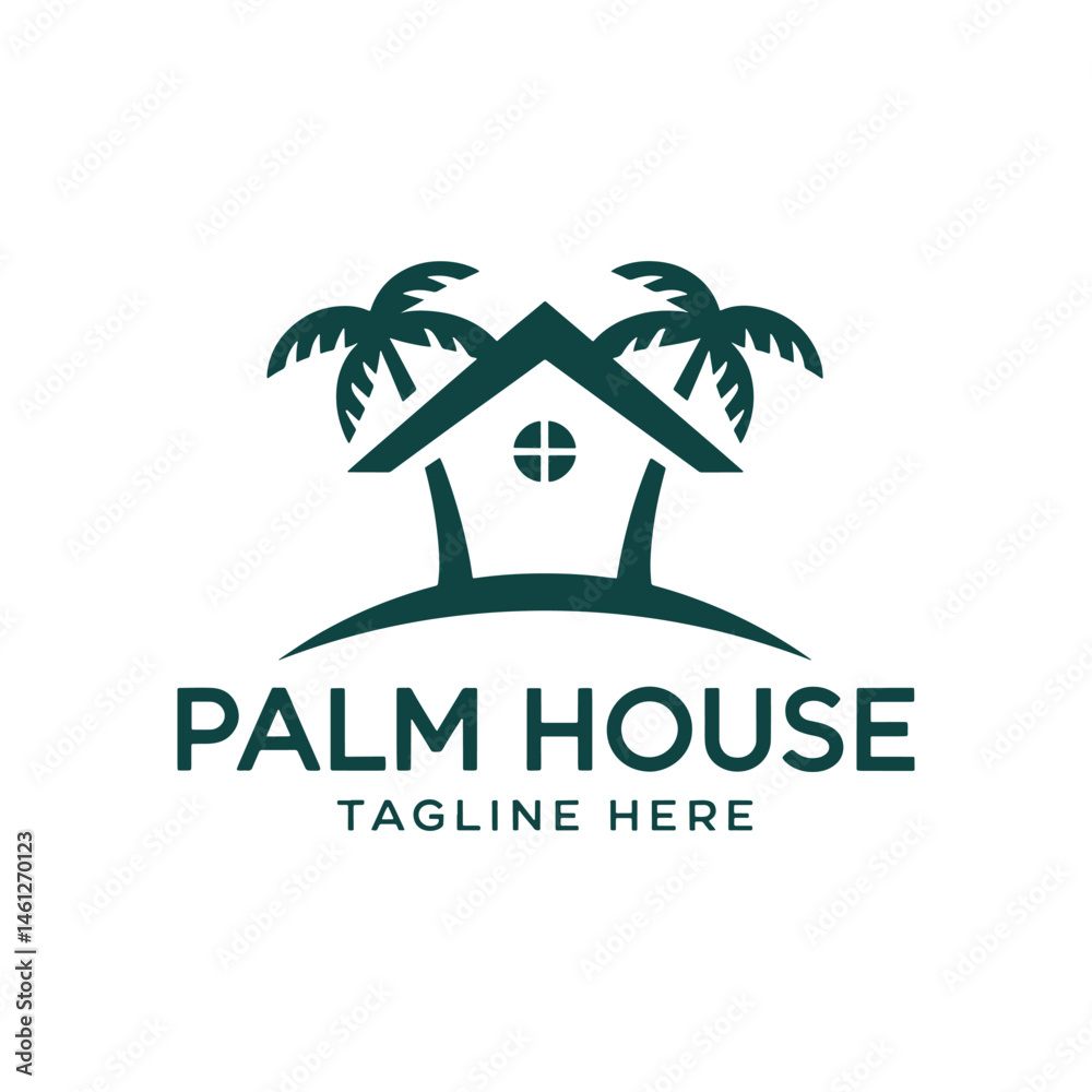 Obraz premium Palm Tree House, Palm tree house silhouette