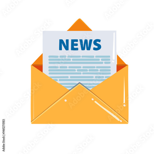 envelope document letter with blue NEWS symbol vector design