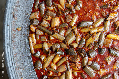 Banana Stem Curry or Gulai Batang Pisang. Malaysian Food. Malaysian Delicacies