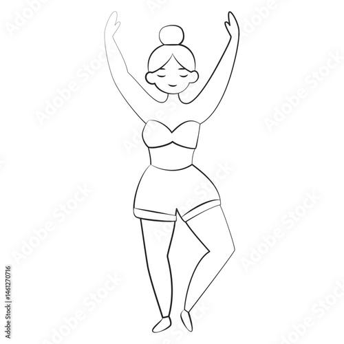 A woman in shorts and a top. Line Art Female Figure